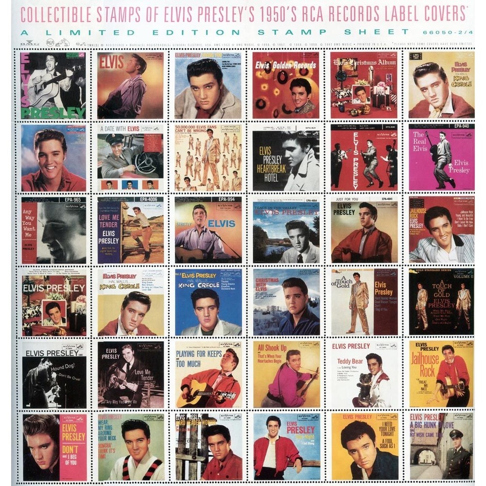 Collectible Stamps of Elvis Presley's 1950's RCA Records Label Covers One Size